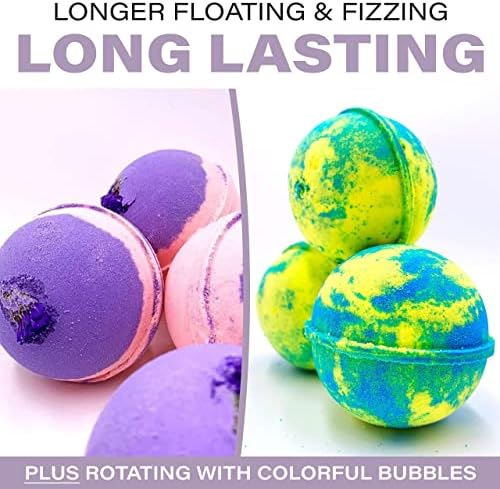 12 XXL Bubbly Organic Bath Bombs Gift Set for Women Men and Kids Designed in Canada Long Lasting Floaters Relaxing Aromatherapy Rich in Pure Essential Oils Healing Properties
