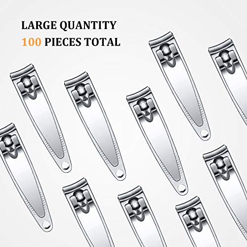 Mudder 100 Pieces Nail Clippers Set Bulk for Men Women Ultra Sharp Stainless Steel Fingernail and Toenail Clippers Flat Portable Travel Fingernails Sturdy Trimmer Pointed Pedicure Manicure Care Tool