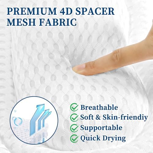 Bath Pillow Bathtub Pillow, Luxury Bath Pillows for Tub Neck and Back Support, Tub Pillow for Bathtub Headrest with Laundry Bag, Bath Accessories for Women Relaxing Spa Gifts, White Bath Tub Pillow