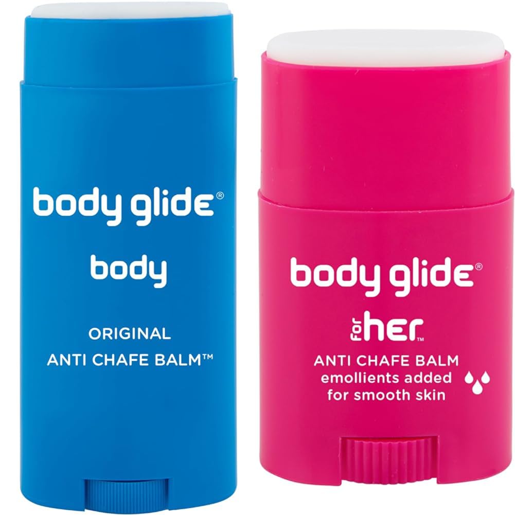 BodyGlide Original Anti Chafe Balm 2.5oz + For Her Anti Chafe Balm 0.8oz Skin Protection Bundle