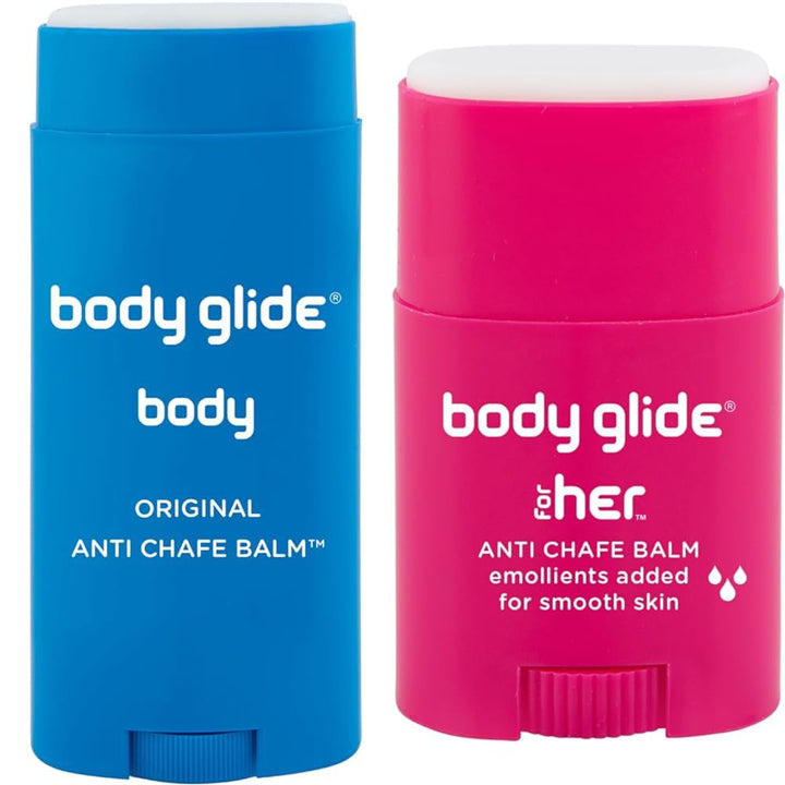 BodyGlide Original Anti Chafe Balm 2.5oz + For Her Anti Chafe Balm 0.8oz Skin Protection Bundle