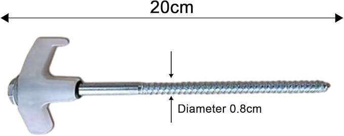 8" Screw in Tent Stakes - Ground Anchors Screw in, Screw in Tent Stakes Heavy Duty, Tent Pegs Camping Stakes, Metal Threaded Tent Spikes, Screw Tent Stakes with Hex Sleeves (12Pcs+Bag White)