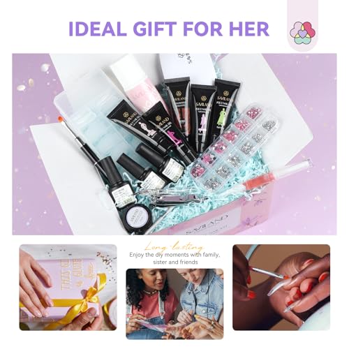 SAVILAND Poly Gel Nail Kit for Pretty Gift: 36 Colors Poly Gel Nail Starter Kit with Slip Solution and Mini U V Lamp Curing Light for Quick Extension Home DIY, Manicure Set Supplies Tools for Starter