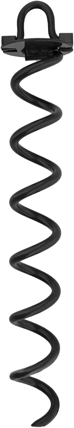 7Penn Ground Anchors Screw in 4 Pack - 16 Inch Black Spiral Dog Leash Ground Anchor Tie Down - Heavy Duty RV Canopy Stakes for High Wind Camping Tents with 475 lbs Pull Force