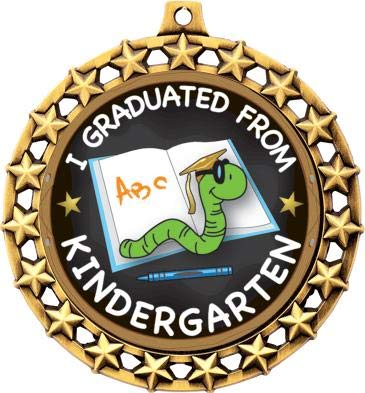 Kindergarten Graduation Medal, 2 1/2" Galaxy Star Kids Graduation Medals, Great Graduating Awards 5 Pack Prime