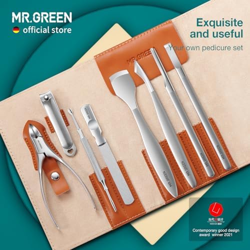 MR.GREEN Pedicure Knife Set Professional Ingrown Toenail Clippers Foot Care Tools Stainless Steel Nail Cuticle Nippers Remover Kits (8 Pcs Set)