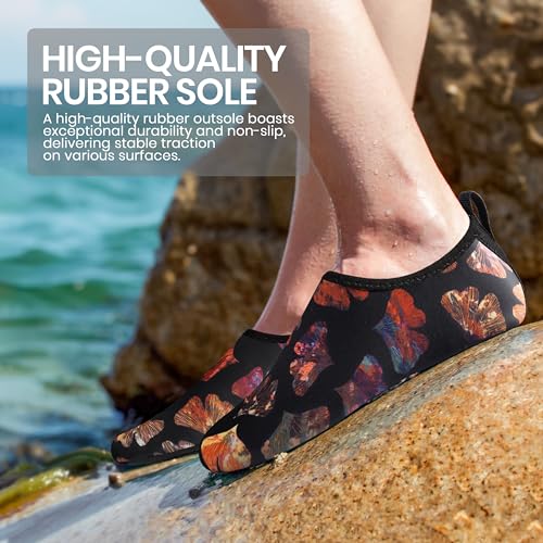 SEEKWAY Water Shoes Women Men Adult Quick-Dry Aqua Socks Barefoot Non Slip for Beach Swim River Pool Lake surf Black Size SK002