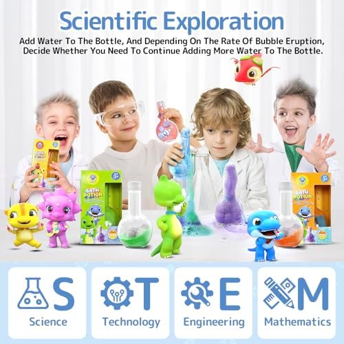 Bath Toys for Kids Potion, SWCANDY 6 Pack Bath Bombs Fun Time Bathtub Colorful Bubble Foam Boys Girls with Indoor Outdoor Scientific Soap Magical Nontoxic Fizzes Eruption Age 4-8 Years Old Toddler