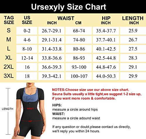 URSEXYLY Sauna Suit for Women Sweat Vest Waist Trainer 3 in 1 Slimming Full Body Shaper Workout Top with Sleeve Shorts (Black, Small)