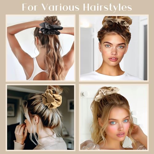 Lolalet Big Scrunchies for Women, 5.9 Inch Large Satin Scrunchies Jumbo Oversized Elastic Hair Ties Extra Large Giant Hair Bands -4 Pack, Style B