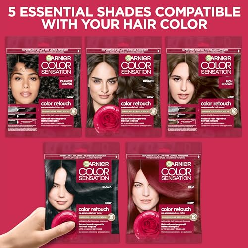 Garnier Color Sensation Color Retouch, Demi Permanent Hair Dye for Roots with 100% Gray Coverage, Brown Hair Dye 5.0, Pack of 6