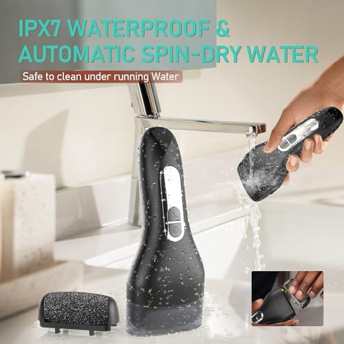 Electric Callus Remover for Feet - with Larger Grinding Head, Portable Pedicure Kit Foot File Callus Remover, Rechargeable Waterproof Foot File for Foot Care Deadskin Remover LCD Display-Black