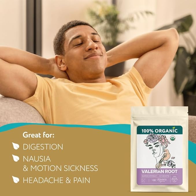 Organic Valerian Root Tea (4oz.) - Te De Valeriana Organica Para Dormir y Ansiedad - Valerian Tea - Valarian Roots Herb to Improve Sleep, Lower Stress, Relax Muscles