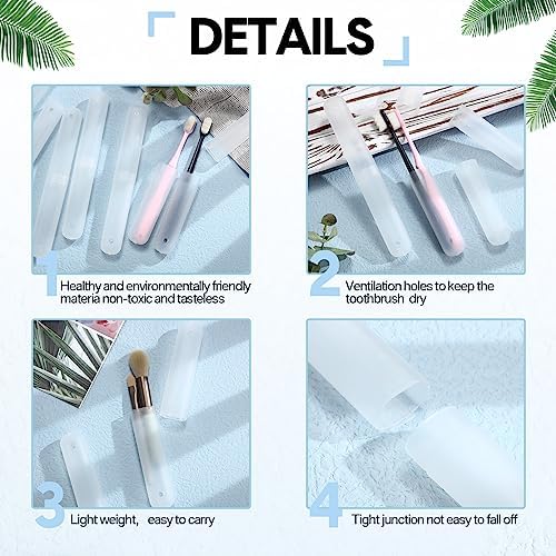 60 Pieces Plastic Toothbrush Holders Portable Travel Toothbrush Case Cover Protector Case Holders for Indoor Outdoor Travel Trip Home Camping School (Clear)