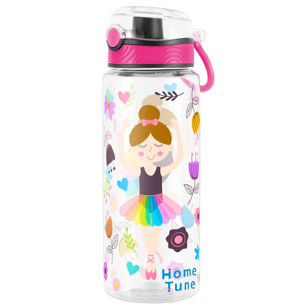 Cute Water Bottle for School Kids Girls, BPA FREE Tritan & Leak Proof & Easy Clean & Carry Handle, 23oz/ 680ml (Dancing)