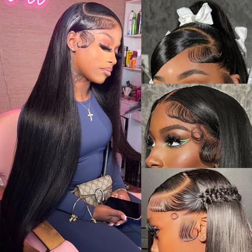 30 Inch 13x6 Lace Front Wigs Human Hair 200 Density Straight HD Lace Front Wigs Human Hair Pre Plucked with Baby Hair Glueless Wig Virgin Human Hair Lace Front Wigs for Women