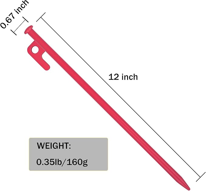 8 Pack Tent Stakes Heavy Duty 12 inch Steel Tent Pegs for Camping Unbreakable and Inflexible