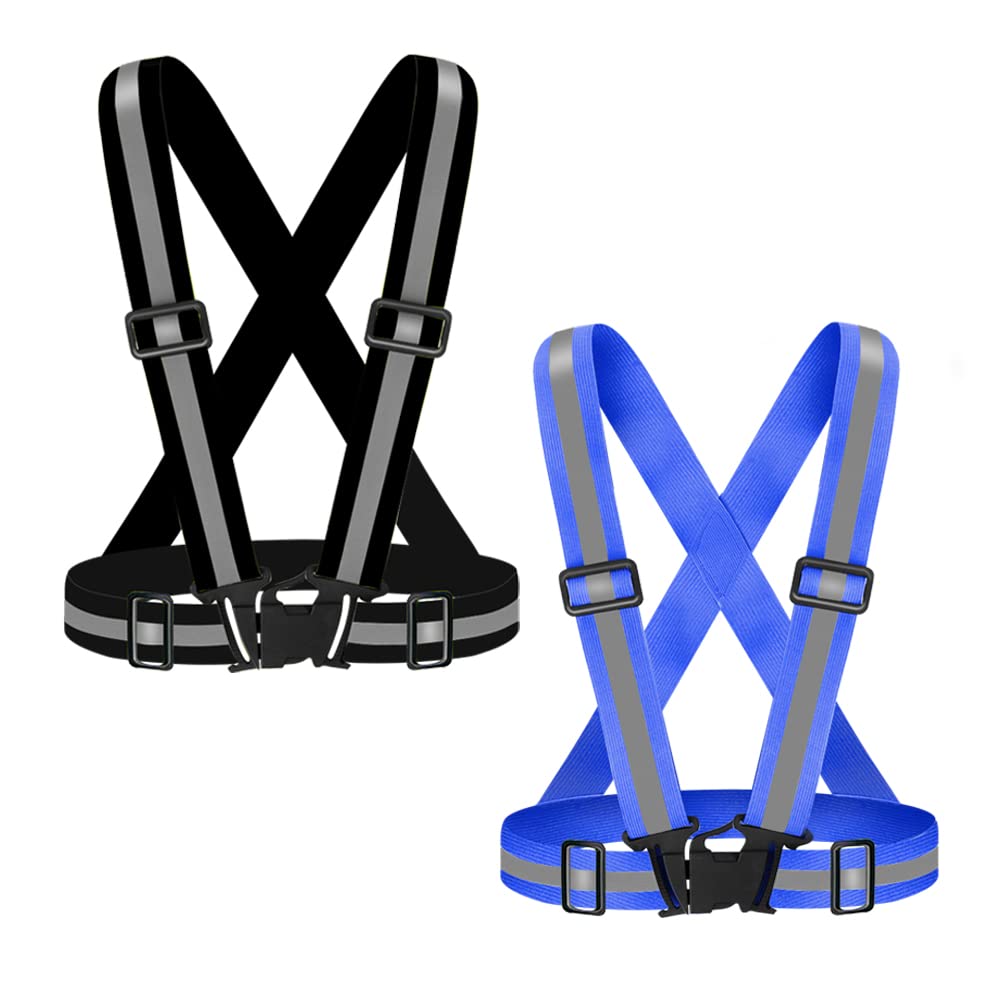 Fepdiu High Visibility Reflective Vest 2Pack Safety Vest Running Reflective Gear Adjustable Reflective Vest for Walking,Jogging,Hiking,Night Cycling