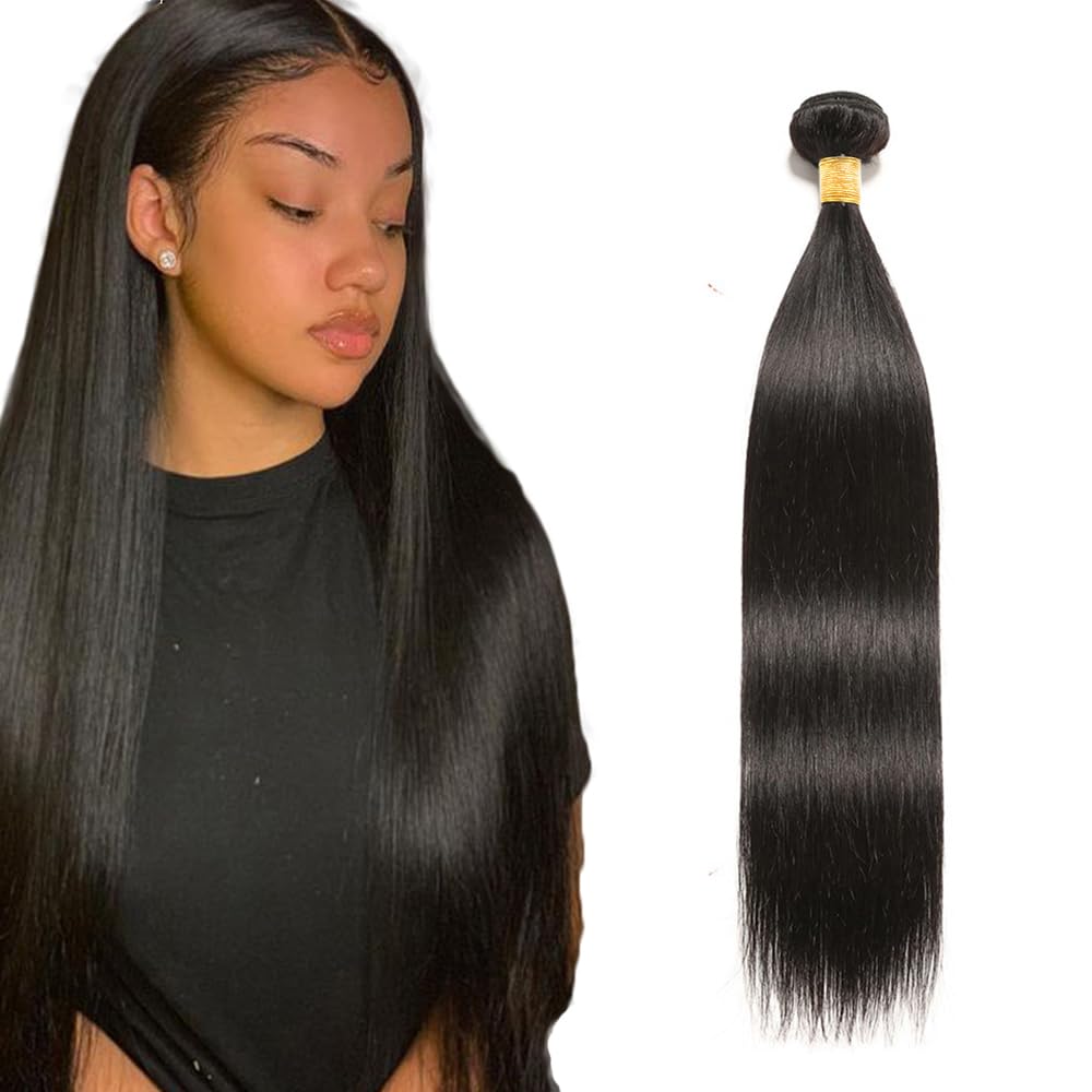 Natural Black Bundles Human Hair Color #1B Straight Bundles Brazilian Grade 8A Virgin Hair 1 Bundle 12 Inch Natural Color Straight Bundles Human Hair #1B Bundles Natural Black Straight Bundles