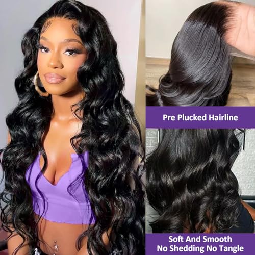 32 Inch 13x6 Body Wave Lace Front Wigs Human Hair 200 Density HD Transparent Lace Frontal Human Hair Wig for Black Women Glueless Wigs Human Hair Pre Plucked With Baby Hair