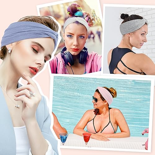 12 Pcs Stretchy Headbands for Women, Absorbed Sport Headband Soft Twist Headbands for Daily Life Yoga Workout