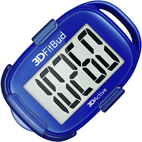 3DFitBud Simple Step Counter Walking 3D Pedometer with Clip and Lanyard, A420S (Royal Blue)
