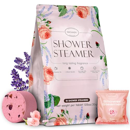 Shower Steamers Aromatherapy Gifts for Women- SWCANDY 18 Pack Shower Bombs Birthday Gifts for Women Mom, Bath Bombs with Essential Oils Stocking Stuffers, Self Care and Relaxation