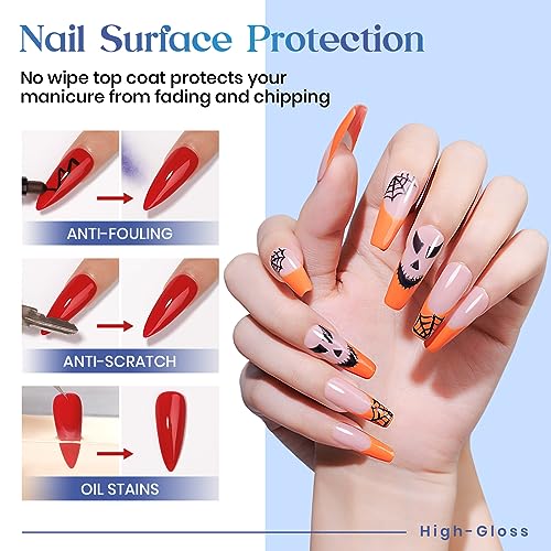 MIZHSE 100ML No Wipe Gel Top Coat - High Gloss Shine Finish Long Lasting Top Coat Nail Polish, Super Large Capacity Soak Off Nail Lamp Polish Finish with Brush & Brush Cleaner Gel, Gift Kit for Women