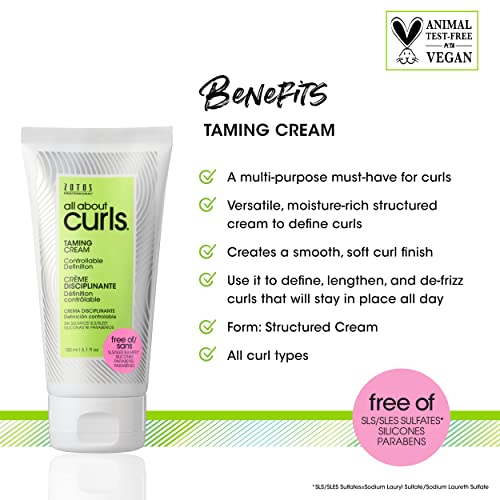 ALL ABOUT CURLS Smoothing Cream | For Curly Hair Styling | Moisturize, Define & Enhance Texture | Reduce Frizz & Boost Shine | Controllable Definition | Vegan & Cruelty Free | Sulfate & Paraben Free