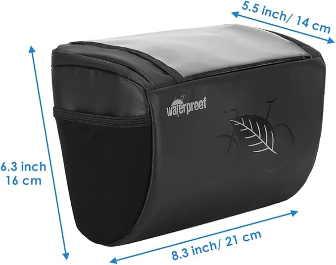 WOTOW Bike Waterproof Handlebar Bag, Bicycle Front Basket Pack with Touch Screen Phone Holder, Reflective Storage Pouch 3L for Men Women Kids Outdoor Road MTB Cycling