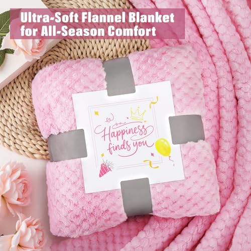 Birthday Gifts for Women, Gift Basket for Mom Wife Sister Her Friends, Luxury Self Care Spa Set with Blanket, Thank You Get Well Soon Holiday Gifts Box for Mother Valentine Day (Pink)