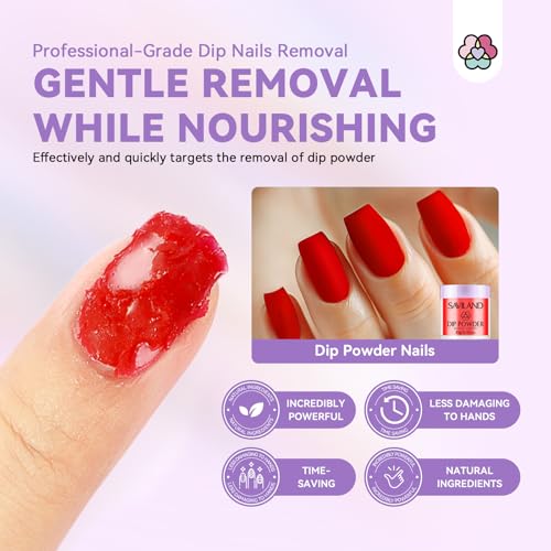 SAVILAND Dip Powder Remover 2 Pcs: Professional Dip Nail Remover Kit Gentle & Safe Remove Dip Nails With Cuticle Oil Nail File Tools No Need Soaking Or Wrapping 0.5 Floz Home Use