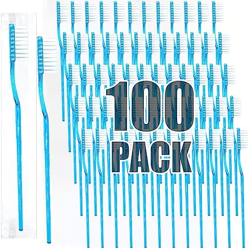 Disposable Toothbrushes with Toothpaste Adult Pre-Pasted Disposable Toothbrushes Travel Toothbrushes with Toothpaste Bulk Toothbrushes Waterless Toothbrush Individually Wrapped Mint-100Pcs