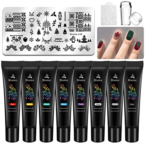 Biutee Nail Stamping Plates set 8 pcs Nail stamping polish gel 10pcs Templates with stamper Nail Art Plates set Valentine Nail Plates animal flower Rose design