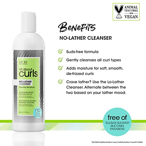 ALL ABOUT CURLS No-Lather Cleanser Shampoo | For Curly Hair | Essential Moisture | Gentle Cleansing | Suds-Free | Vegan & Cruelty Free | Sulfate & Paraben Free