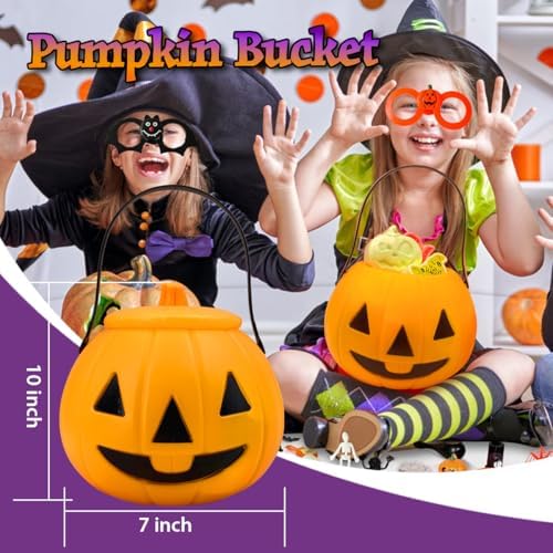 15 Count Halloween Bath Bombs with Pumpkin Bucket, Halloween Spooky Bath Bombs for Kids, Adorable Hallowen Trick o Treat Party Favors for Kids