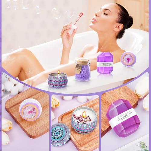 Birthday Gifts for Women Self Care Gifts Get Well Soon Gifts, Lavender Relaxing Spa Gifts Basket Care Package w/ Flannel Blanket 40 oz Tumbler, Unique Mothers Day Gifts for Mom Her Friend Sister Wife