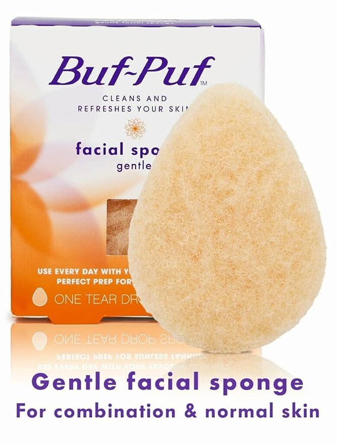 Buf-Puf Gentle Facial Sponge, Dermatologist Developed, Removes Deep Down Dirt & Makeup That Causes Breakouts and Blackheads, Reusable, Exfoliating, 1 Count