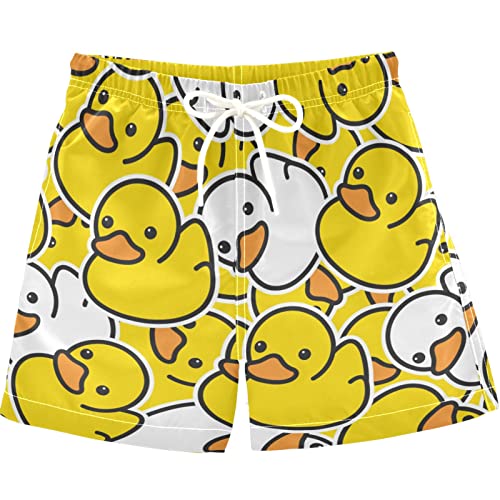 visesunny Boys Swim Trunks Quick Dry Kids Board Shorts Duck Rubber Ducky Cartoon Toddlers Bathing Suits Size from 2T to 14/16