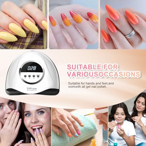 320W UV LED Nail Lamp, Professional Nail Dryer Gel Polish Light with 72 Beads, UV Nail Light with 4 Timer Settings, Nail Polish Curing Gel LED Dryer with Automatic Sensor, LCD Display