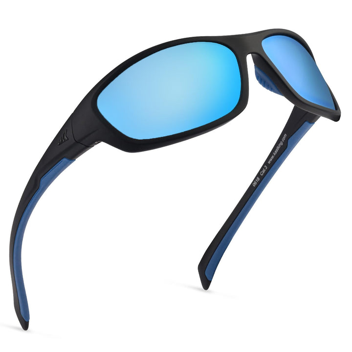KastKing Hiwassee Polarized Sport Sunglasses for Men and Women, Matte Blackout Frame,Smoke Base Ice Mirror