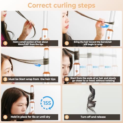 Hair Dryer Brush,6 in 1 Professional Hot Air Styler,Powerful Air Curling Wrap Styler,Negative Ionic Hair Dryer Fast Drying, Multi Hair Stylerfor Curling Volumizing Straightening Styling