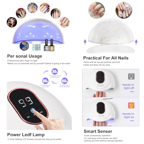 Acrylic Nail Kit Starter Set 12 Color Acrylic Powder with Nail Drill U V Light Full Tools Everything for Beginners Home Salon (-27)