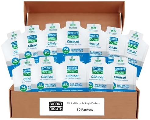 SmartMouth Clinical DDS Activated Mouthwash, Bad Breath and Bleeding Gums Support, 16 fl oz (50 Count)