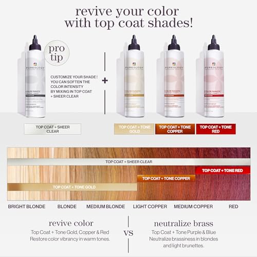 Pureology Color Fanatic Top Coat + Tone - Maintains Hair Color Treatment, Smooths, Restores Vibrancy and Adds Shine