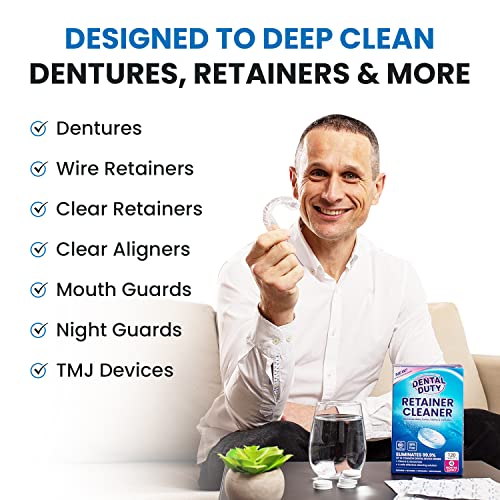 120 units Retainer Cleaner and Denture Cleaning Tablets - Mouthguard cleaner and Denture cleaner tablets Remove Plaque, Odors and Stains from Aligners, Night guard and Removable Dental Appliances