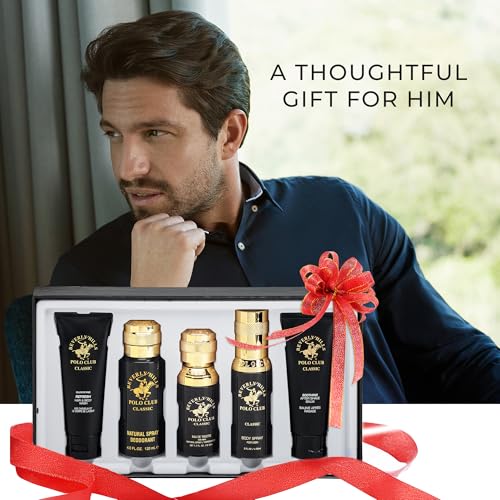 Beverly Hills Polo Club BHPC Cologne 5 Piece Gift Set for Men | Eau de Toillete, Deodorant, Shower Gel, Body Wash, Body Spray Fragrances (Classic)