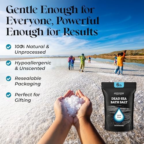Aromasong Dead Sea Salt Bath Soak 6 Lbs. Bulk Pack – 100% Natural Dead Sea Salts for Soaking, Relaxation, and Detoxification of Skin, Dead Sea Salts for Bath to Rejuvenate and Refresh.