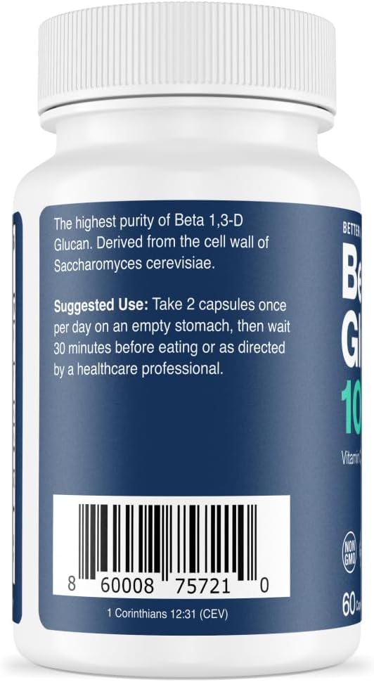 Better Way Health™ - Advanced Immune Readiness - Highly Purified 1,3/1,6 Beta Glucan + Vitamin C, Resveratrol, and Selenium - 60 Capsules (Pack of 1)