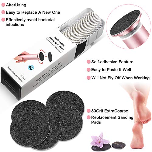 120 Pieces Replacement Sandpaper Discs for Electric Foot File Adjustable Speed Callus Remover Tool Sandpaper Pad Disks Replaceable for Men Women Dead Cracked Hard Skin